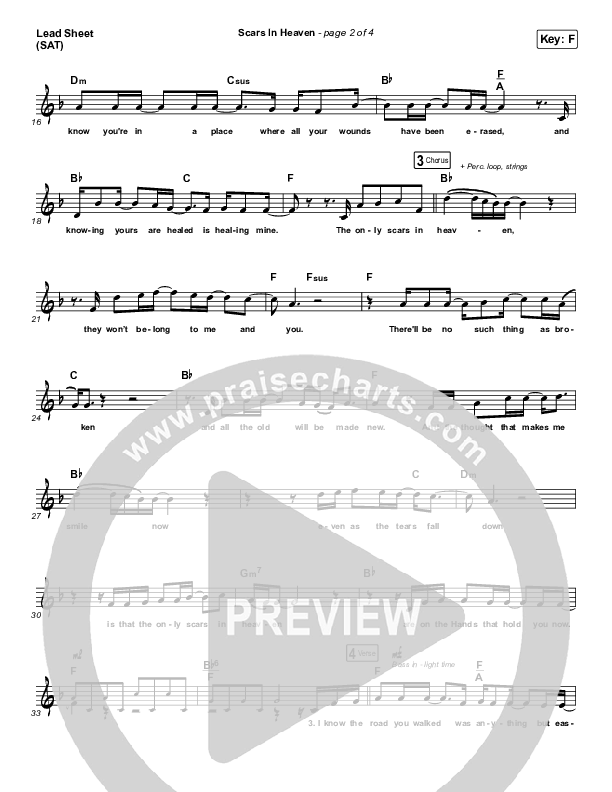 Scars In Heaven Lead Sheet (SAT) (Casting Crowns)