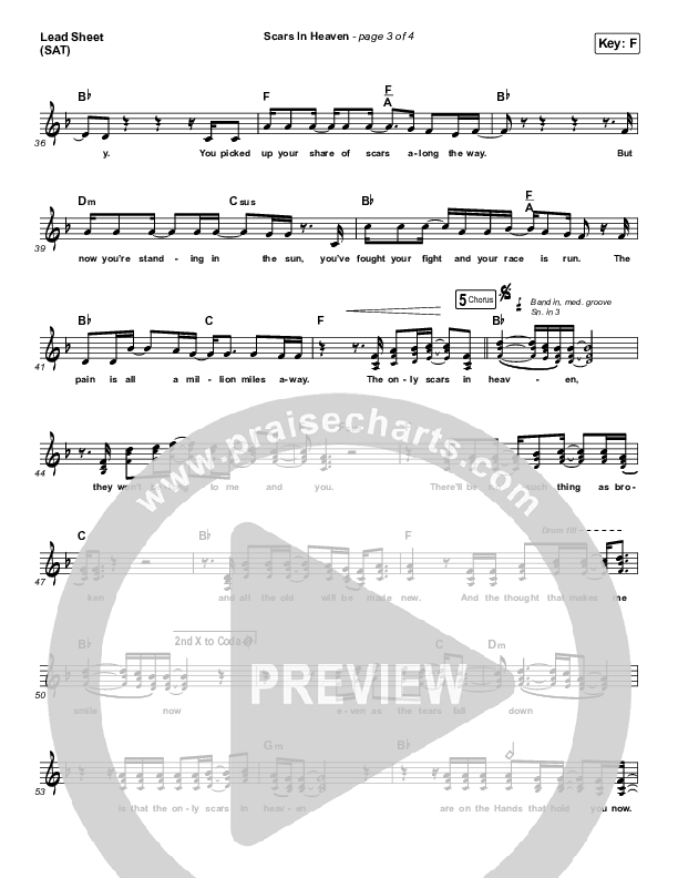 Scars In Heaven Lead Sheet (SAT) (Casting Crowns)