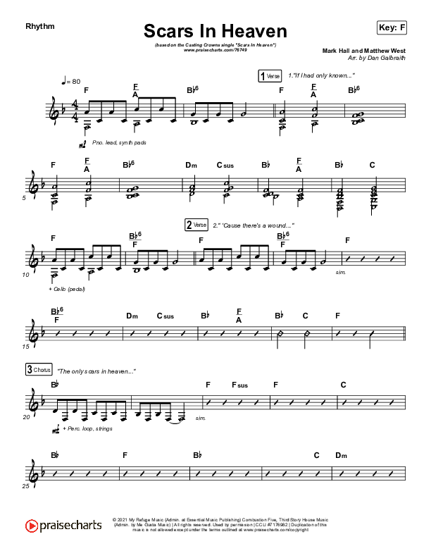 Scars In Heaven Rhythm Chart (Casting Crowns)