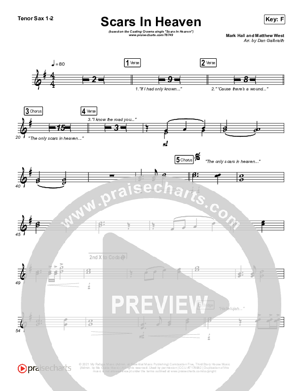 Scars In Heaven Tenor Sax 1/2 (Casting Crowns)