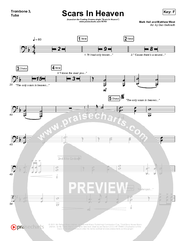 Scars In Heaven Trombone 3/Tuba (Casting Crowns)