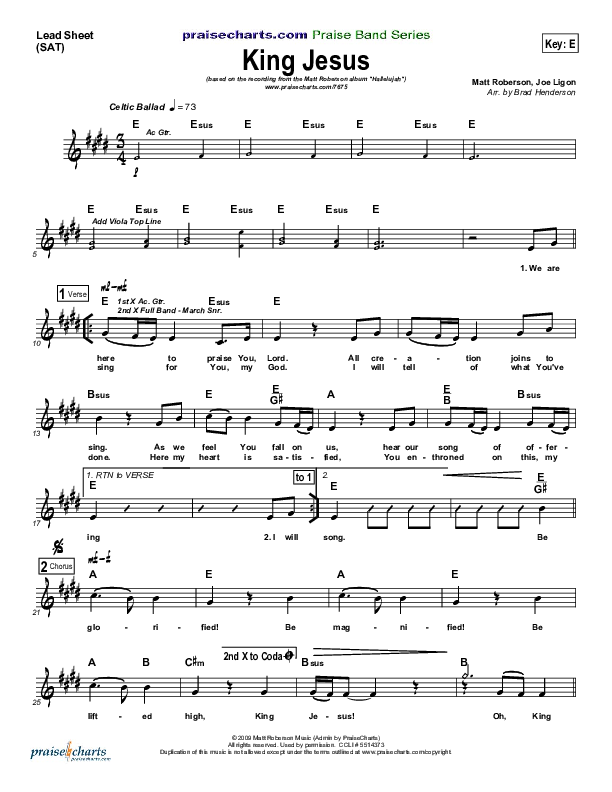 King Jesus Lead Sheet (Matt Roberson)