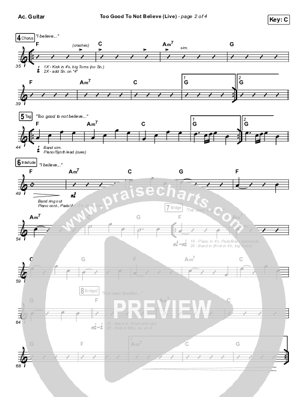 Too Good To Not Believe (Live) Acoustic Guitar (Bethel Music / Brandon Lake)