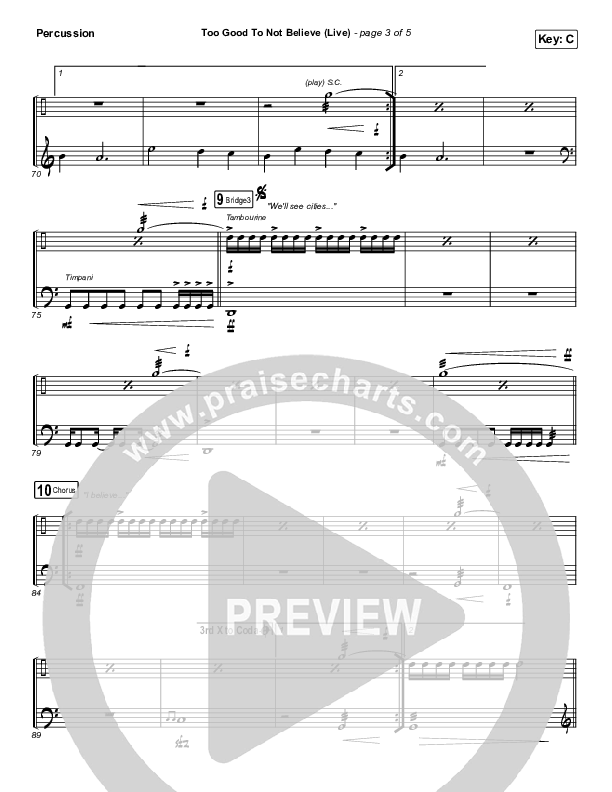 Too Good To Not Believe (Live) Percussion (Bethel Music / Brandon Lake)