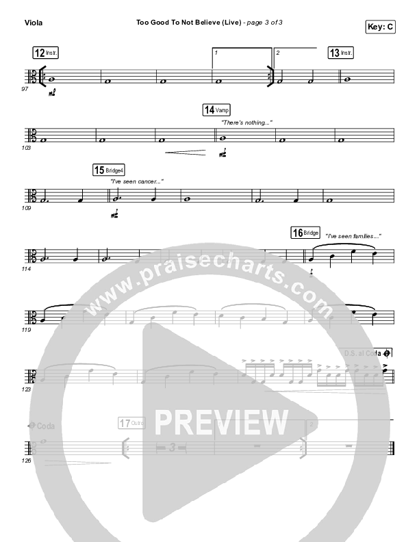 Too Good To Not Believe (Live) Viola (Bethel Music / Brandon Lake)