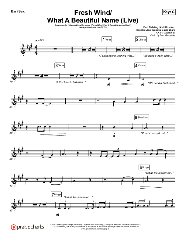 Fresh Wind / What A Beautiful Name (Live) Bari Sax (Hillsong Worship)