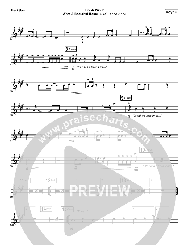 Fresh Wind / What A Beautiful Name (Live) Bari Sax (Hillsong Worship)