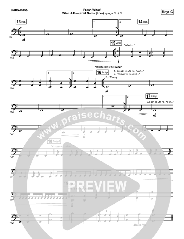 Fresh Wind / What A Beautiful Name (Live) Cello/Bass (Hillsong Worship)