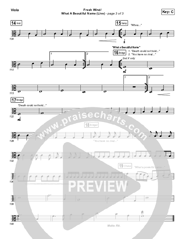 Fresh Wind / What A Beautiful Name (Live) Viola (Hillsong Worship)