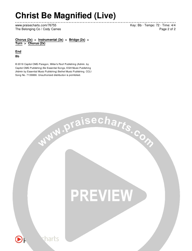 Christ Be Magnified (Live) Chords & Lyrics (The Belonging Co / Cody Carnes)