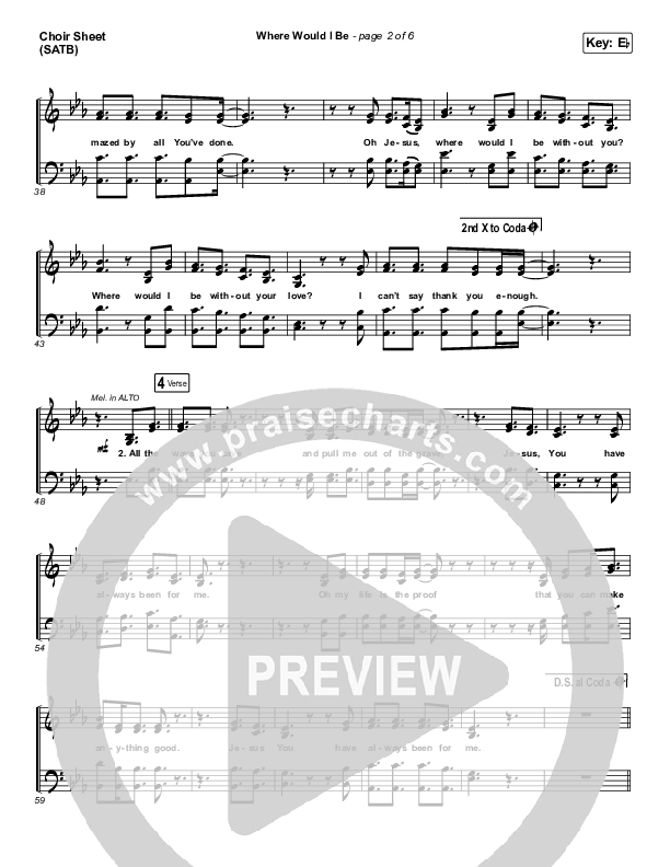 Where Would I Be (Live) Choir Sheet (SATB) (Print Only) (The Belonging Co / Hope Darst)
