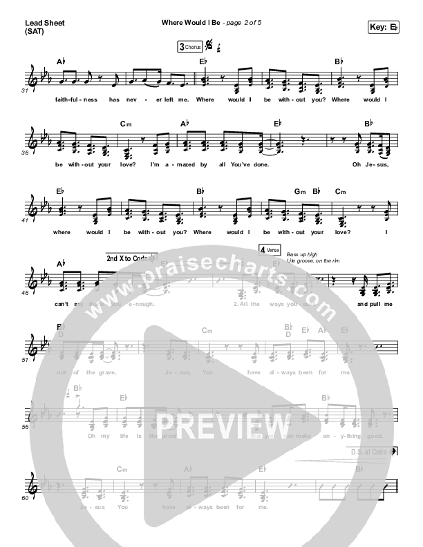 Where Would I Be (Live) Lead Sheet (Print Only) (The Belonging Co / Hope Darst)