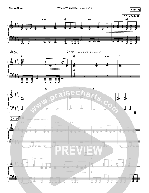 Where Would I Be (Live) Piano Sheet (Print Only) (The Belonging Co / Hope Darst)