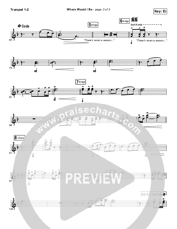 Where Would I Be (Live) Trumpet 1,2 (The Belonging Co / Hope Darst)