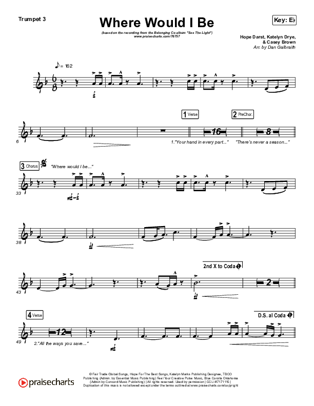 Where Would I Be (Live) Trumpet 3 (The Belonging Co / Hope Darst)