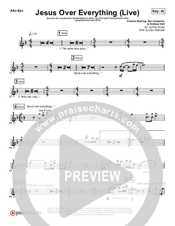 Jesus Over Everything (Live) Alto Sax (The Belonging Co / Andrew Holt)