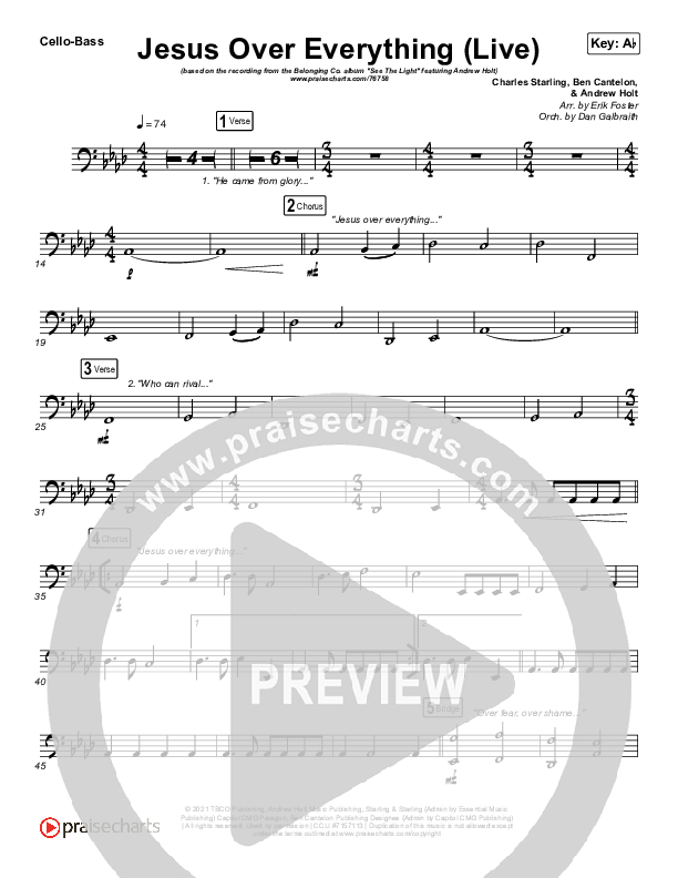 Jesus Over Everything (Live) Cello/Bass (The Belonging Co / Andrew Holt)