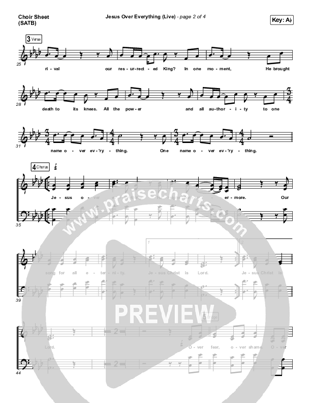 Jesus Over Everything (Live) Choir Sheet (SATB) (The Belonging Co / Andrew Holt)