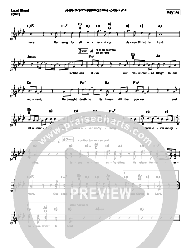Jesus Over Everything (Live) Lead Sheet (SAT) (The Belonging Co / Andrew Holt)