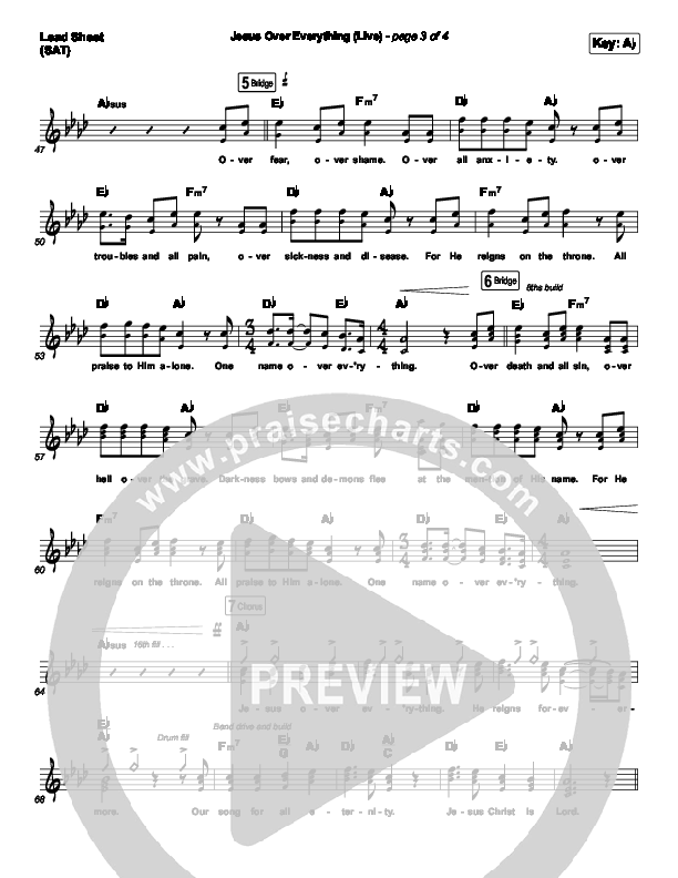 Jesus Over Everything (Live) Lead Sheet (SAT) (The Belonging Co / Andrew Holt)