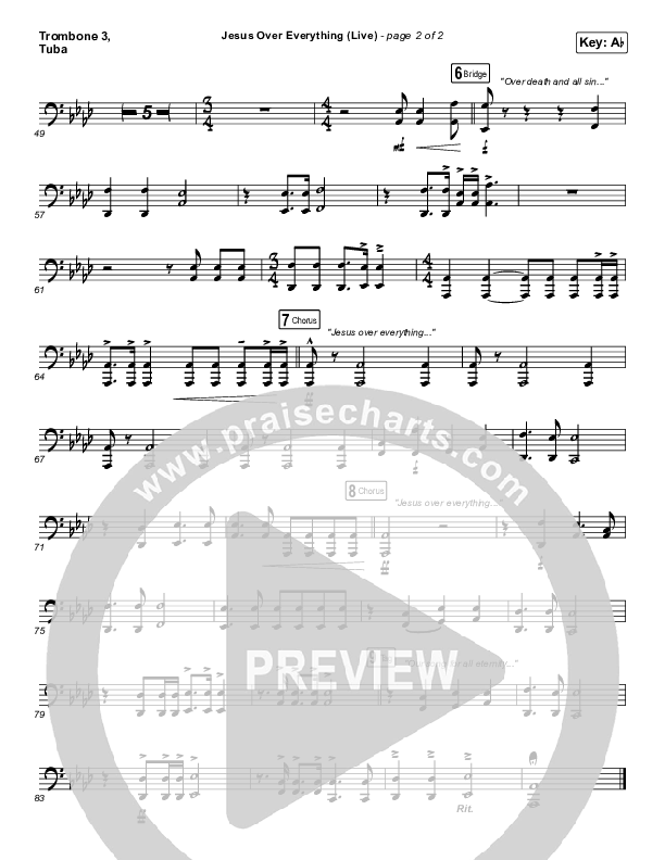 Jesus Over Everything (Live) Trombone 3/Tuba (The Belonging Co / Andrew Holt)