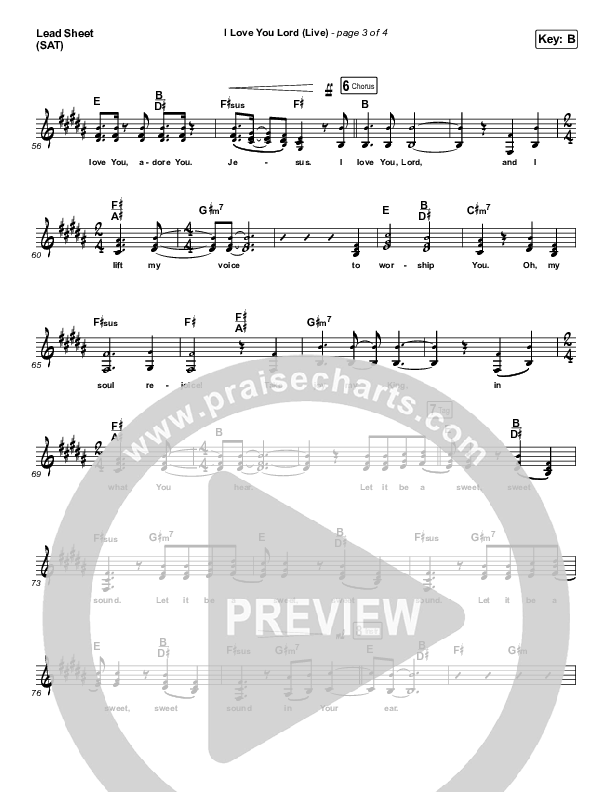 I Love You Lord (Live) Lead Sheet (SAT) (The Belonging Co / Ben Cantelon)