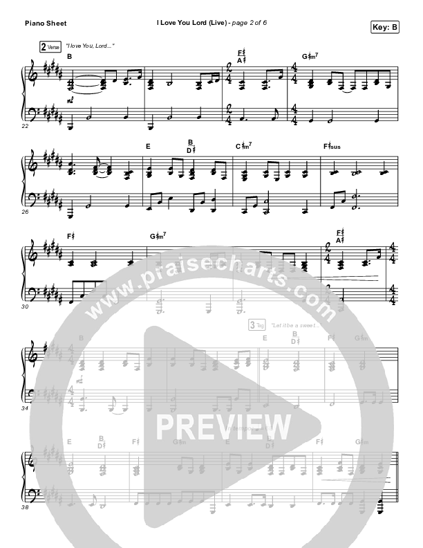 I Love You Lord (Live) Piano Sheet (The Belonging Co / Ben Cantelon)