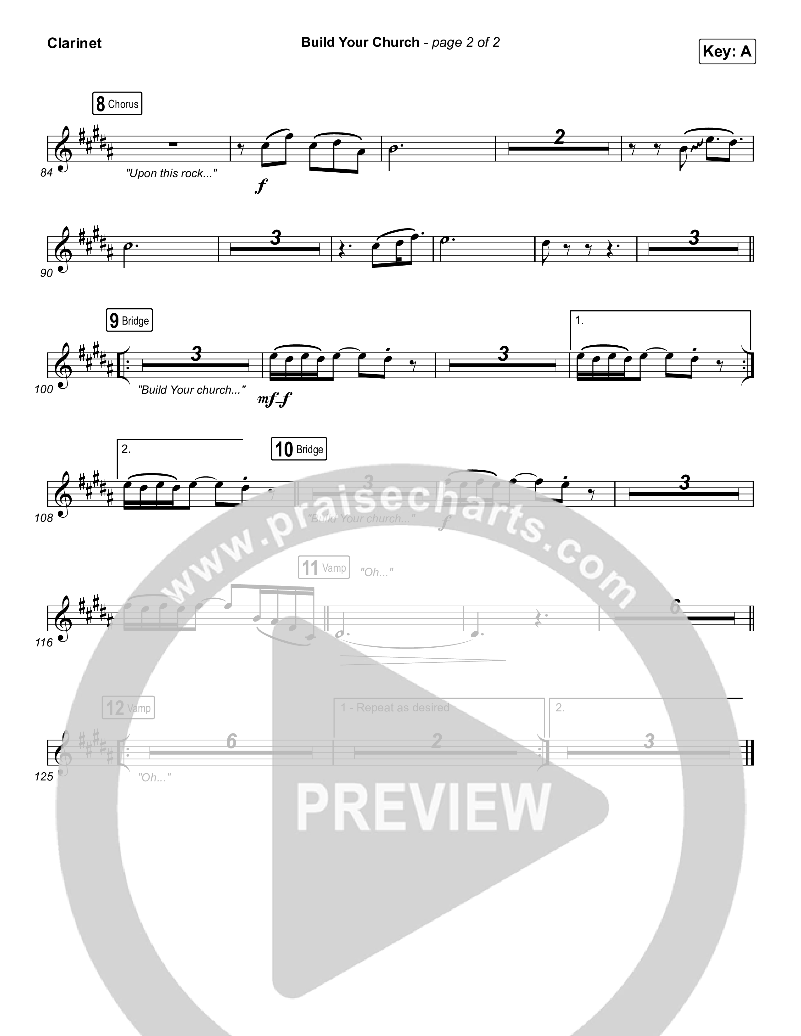 Build Your Church (Choral Anthem SATB) Clarinet 1,2 (Maverick City Music / Elevation Worship / Arr. Luke Gambill)