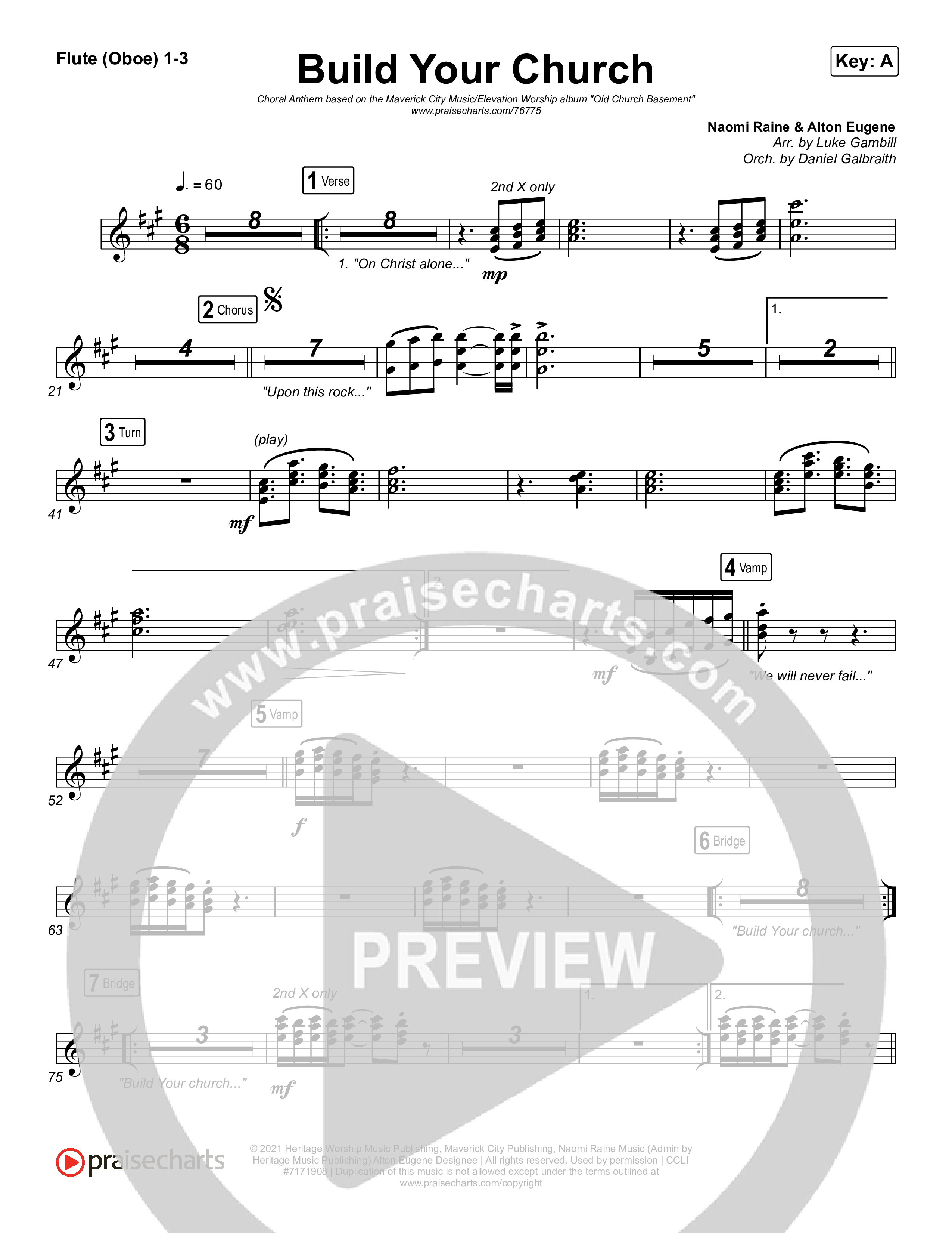 Build Your Church (Choral Anthem SATB) Flute/Oboe 1/2/3 (Maverick City Music / Elevation Worship / Arr. Luke Gambill)