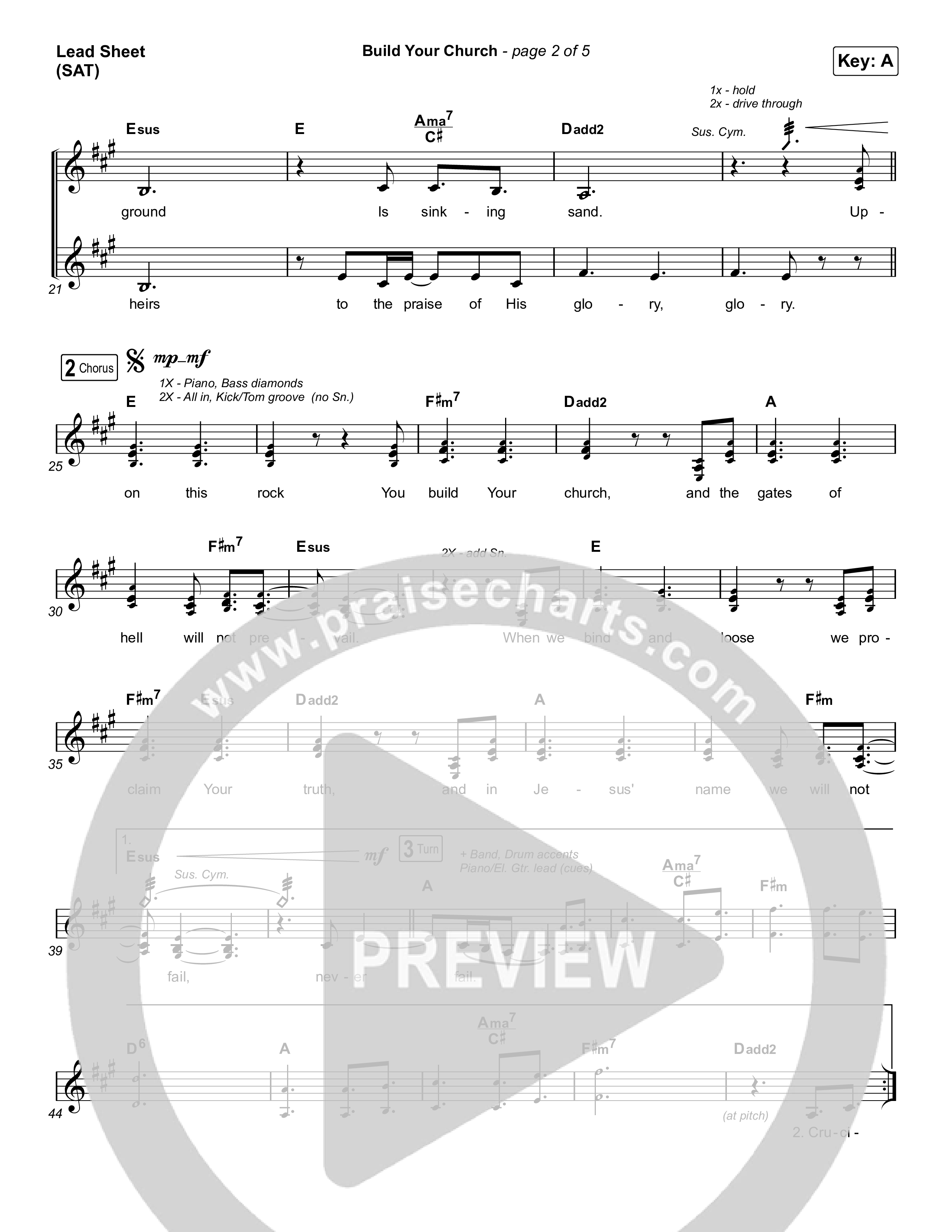 Build Your Church (Choral Anthem SATB) Lead Sheet (SAT) (Maverick City Music / Elevation Worship / Arr. Luke Gambill)
