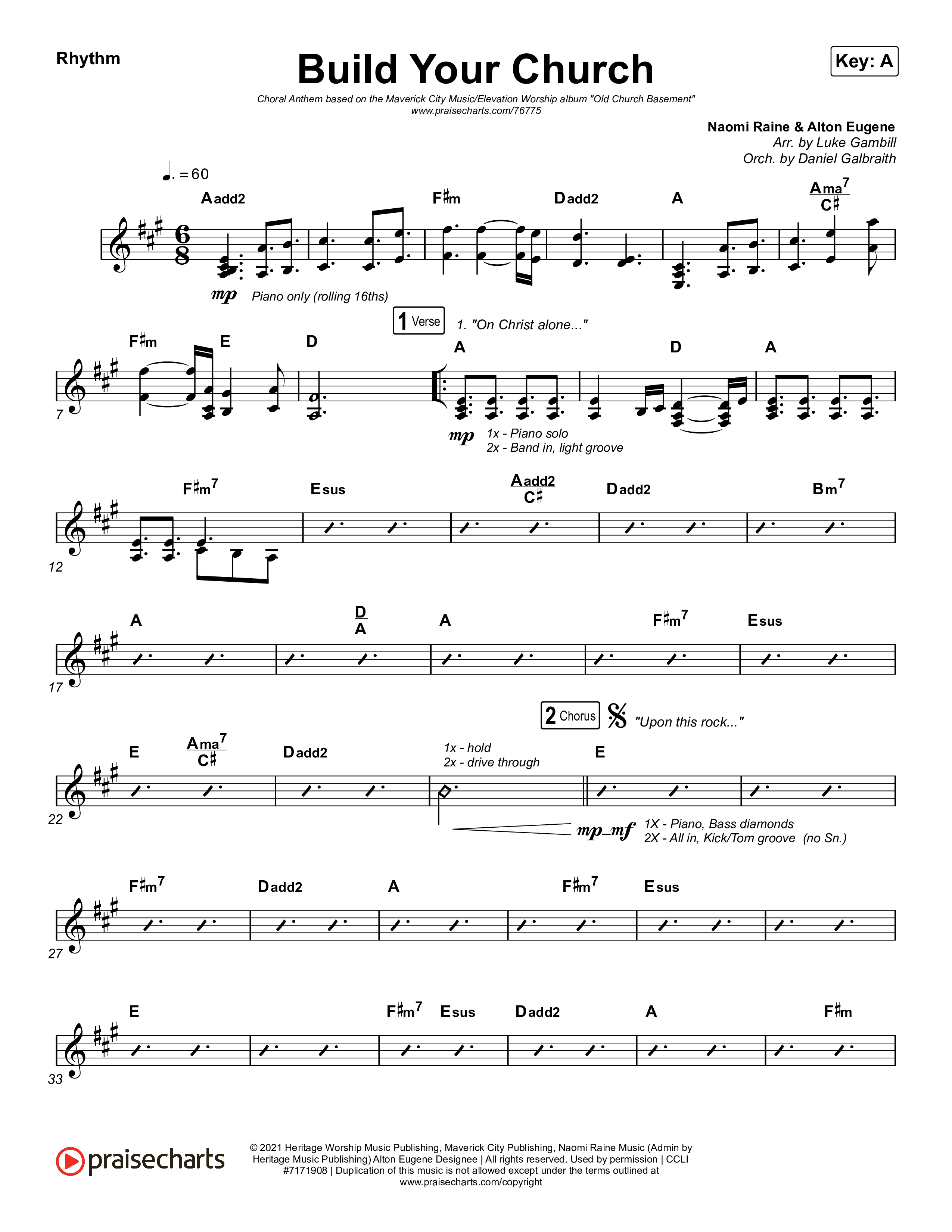 Build Your Church (Choral Anthem SATB) Rhythm Chart (Maverick City Music / Elevation Worship / Arr. Luke Gambill)
