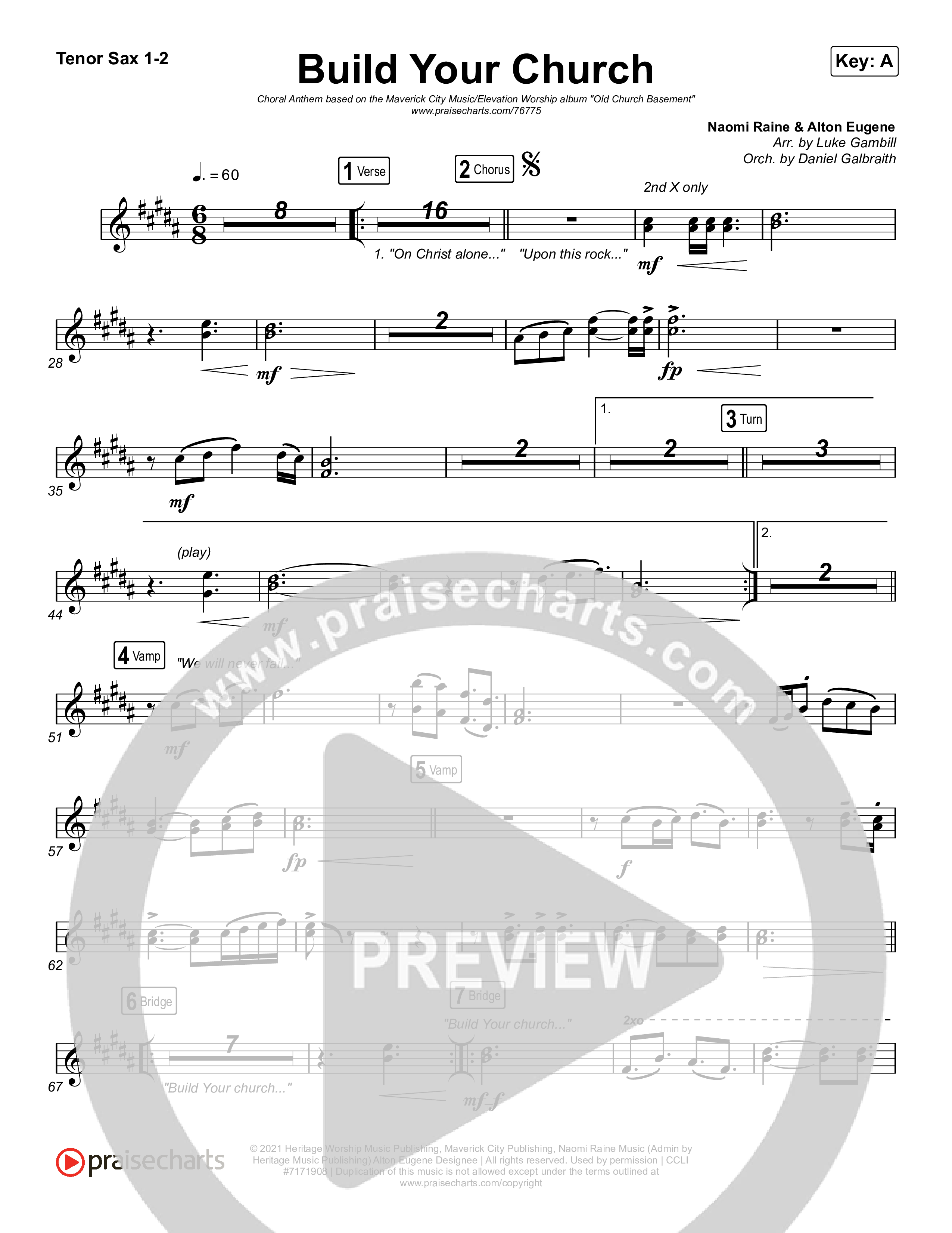 Build Your Church (Choral Anthem SATB) Tenor Sax 1,2 (Maverick City Music / Elevation Worship / Arr. Luke Gambill)