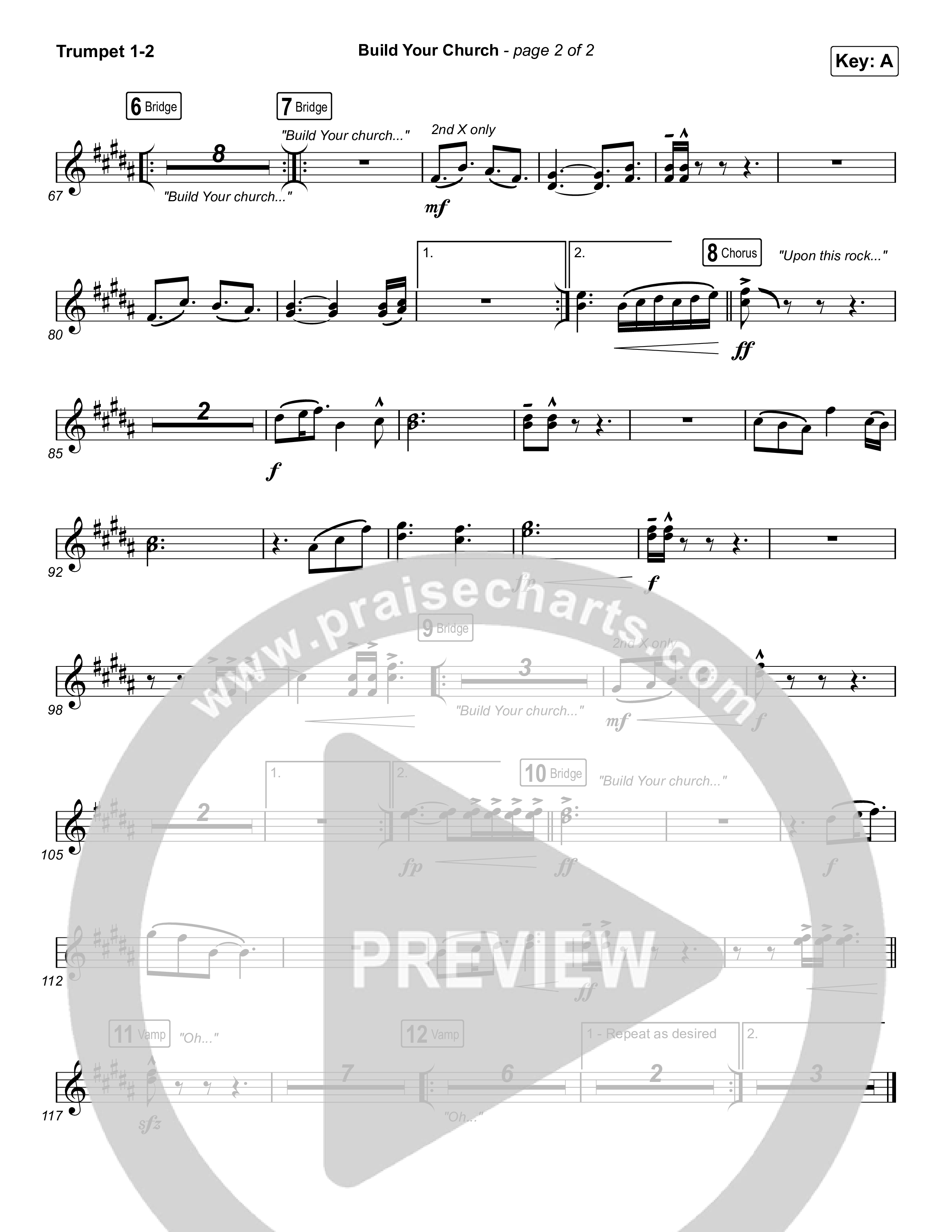 Build Your Church (Choral Anthem SATB) Trumpet 1,2 (Maverick City Music / Elevation Worship / Arr. Luke Gambill)