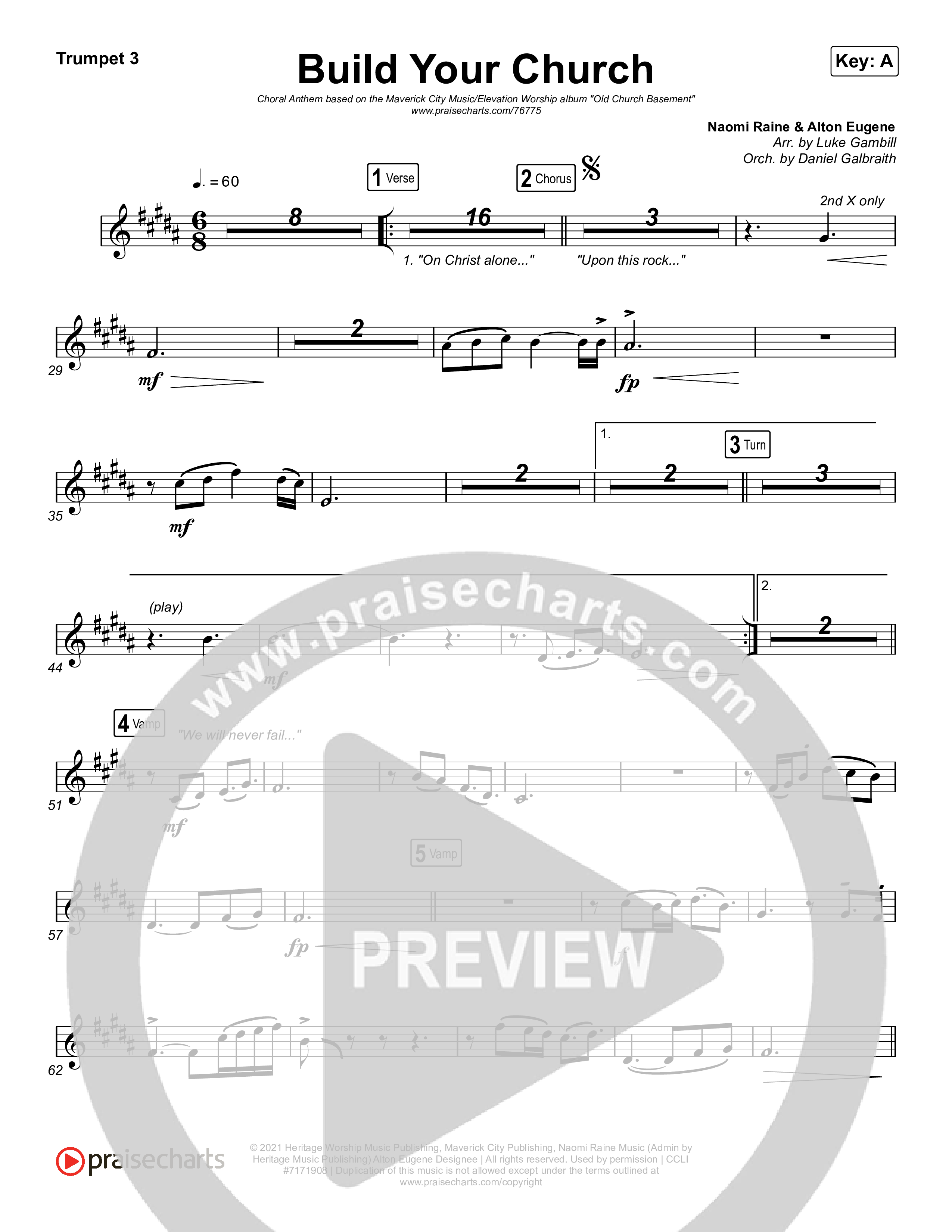 Build Your Church (Choral Anthem SATB) Trumpet 1,2 (Maverick City Music / Elevation Worship / Arr. Luke Gambill)