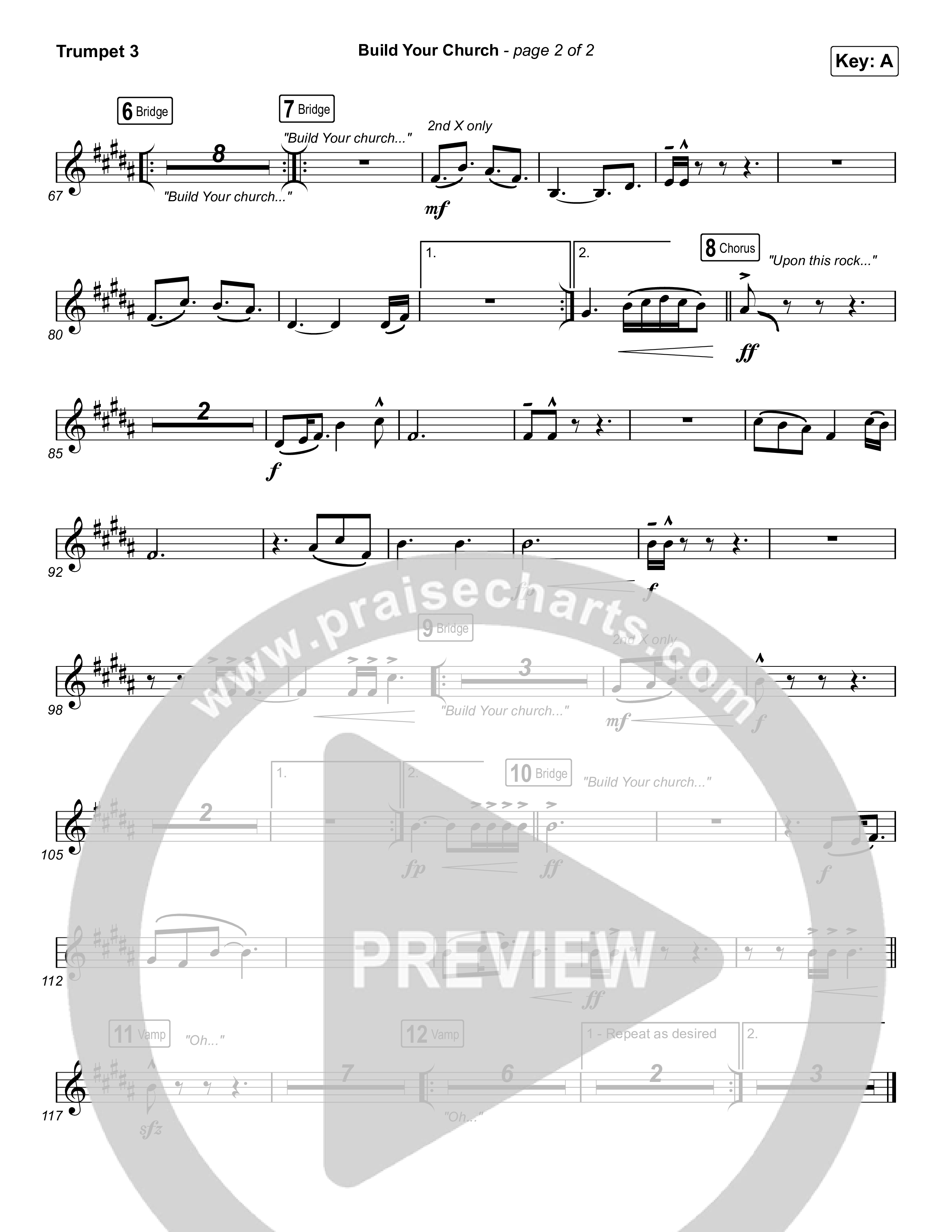 Build Your Church (Choral Anthem SATB) Trumpet 3 (Maverick City Music / Elevation Worship / Arr. Luke Gambill)
