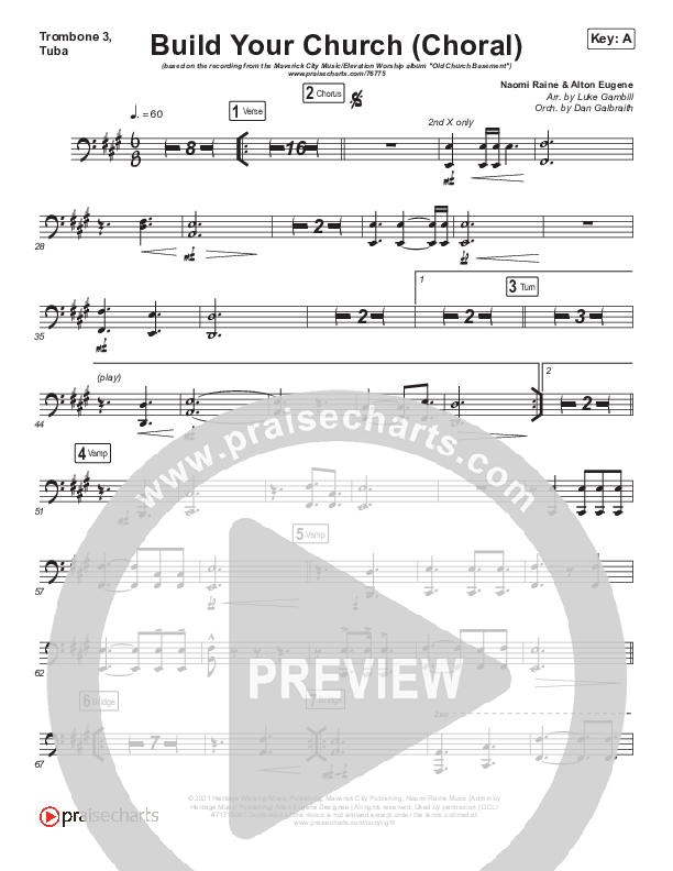 Build Your Church (Choral Anthem SATB) Trombone 3/Tuba (Maverick City Music / Elevation Worship / Arr. Luke Gambill)
