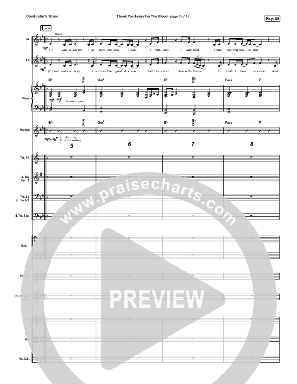 Thank You Jesus For The Blood (Choral Anthem SATB) Conductor's Score (Charity Gayle / Arr. Luke Gambill)