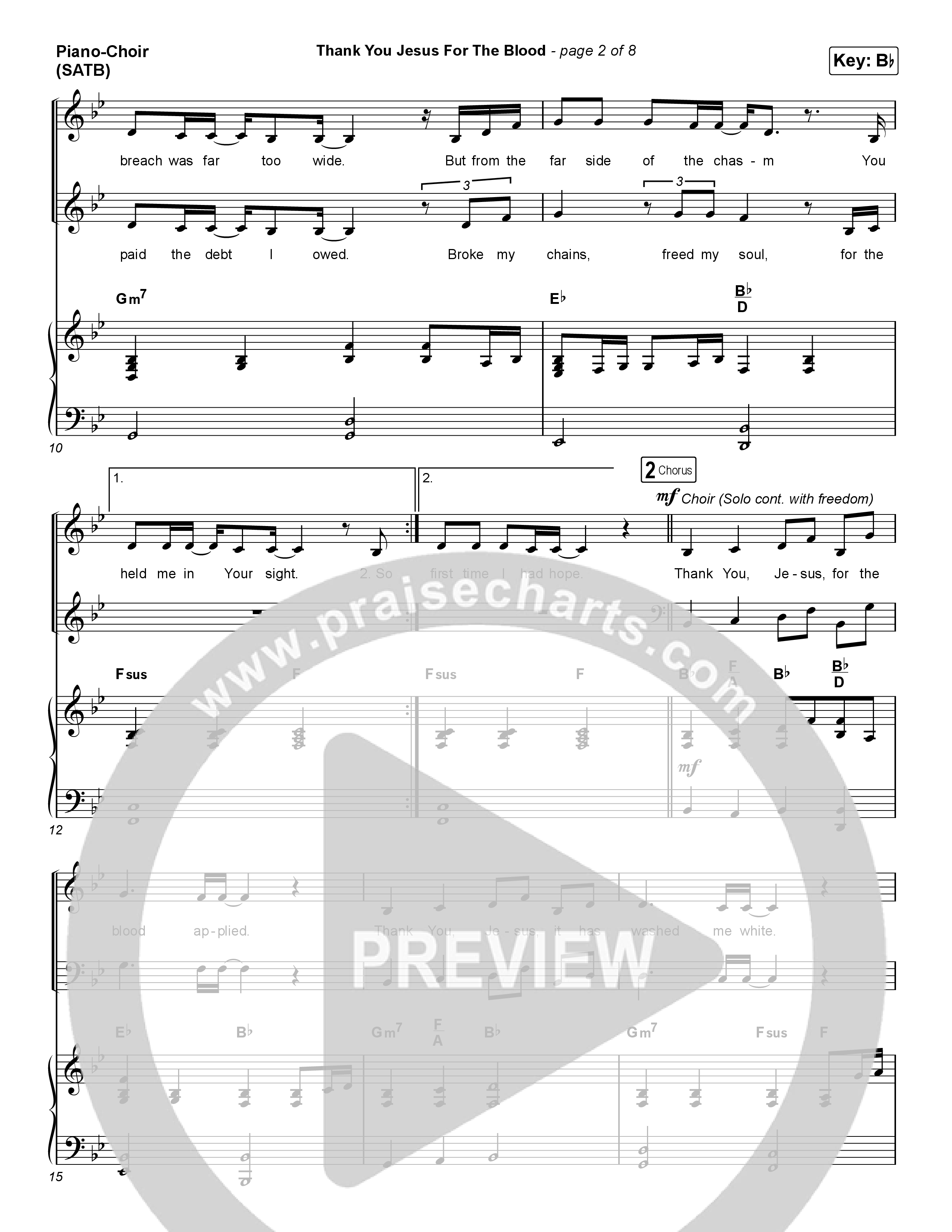 Thank You Jesus For The Blood (Choral Anthem SATB) Piano Sheet (Charity Gayle / Arr. Luke Gambill)