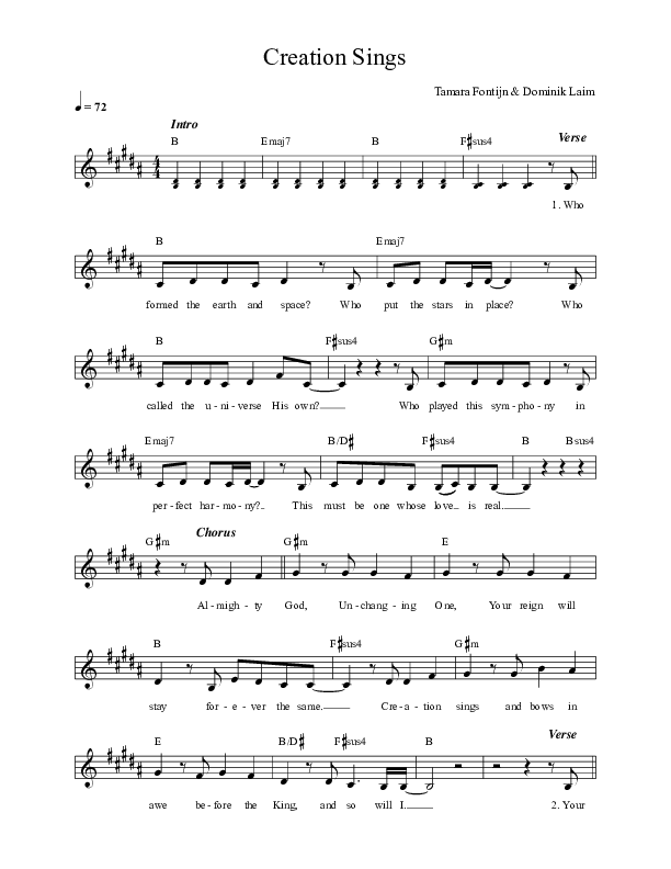 Creation Sings (Live) Lead Sheet (ICF Worship)