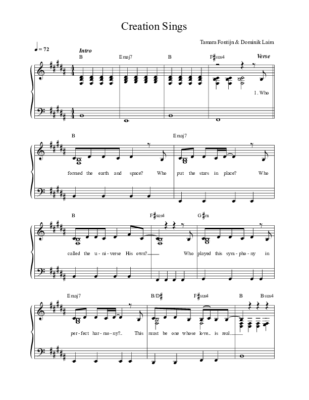Creation Sings (Live) Lead Sheet (ICF Worship)