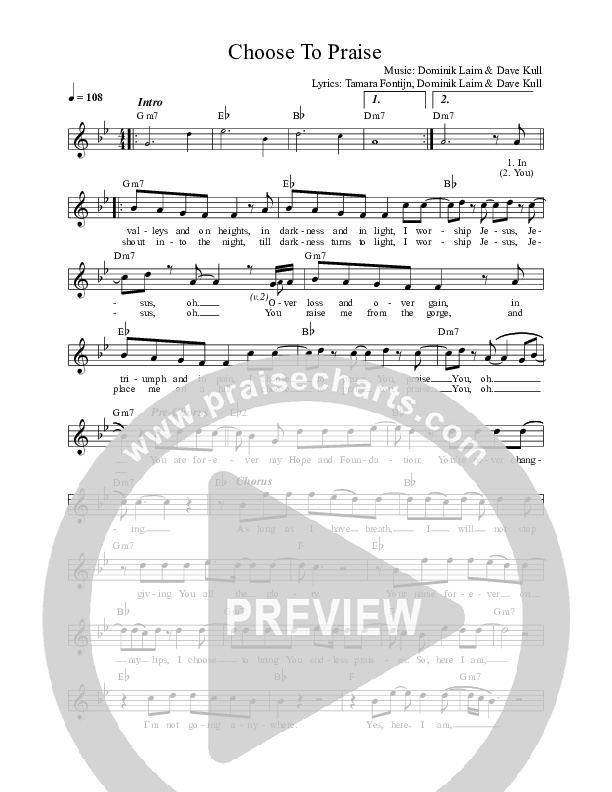 Choose To Praise (Live) Lead Sheet (ICF Worship)