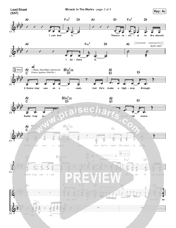 Miracle In The Works Lead Sheet (SAT) (Bryan & Katie Torwalt)