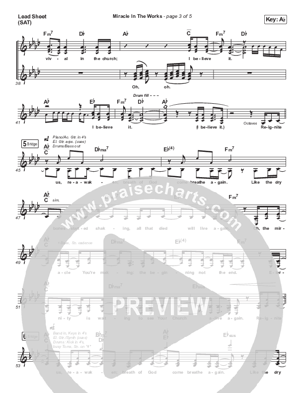 Miracle In The Works Lead Sheet (SAT) (Bryan & Katie Torwalt)