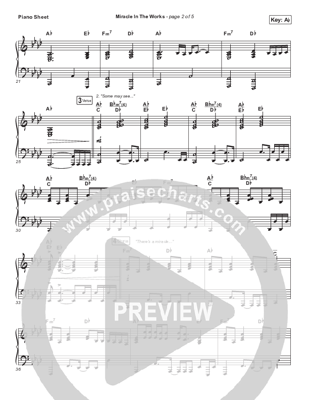 Miracle In The Works Piano Sheet (Bryan & Katie Torwalt)