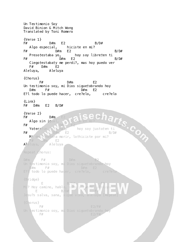 Un Testimonio Soy (Living Proof) Chords & Lyrics (Blest)