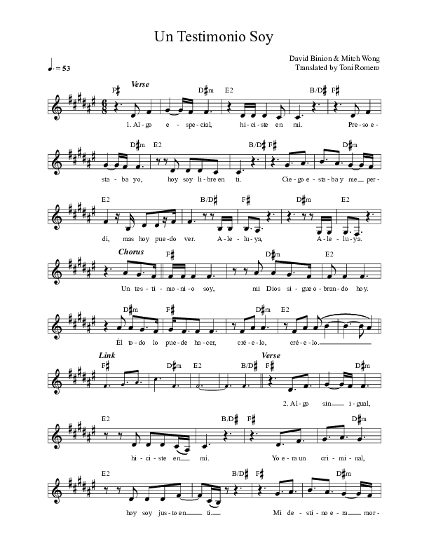 Un Testimonio Soy (Living Proof) Lead Sheet (Blest)