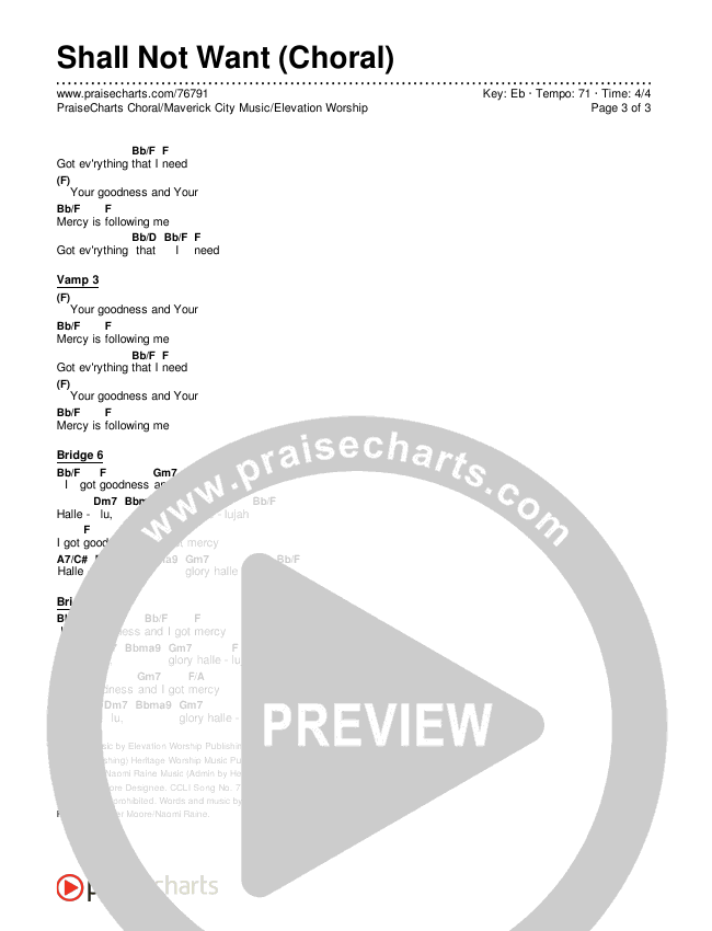 Shall Not Want (Choral Anthem SATB) Chords & Lyrics (Maverick City Music / Elevation Worship / Arr. Luke Gambill)