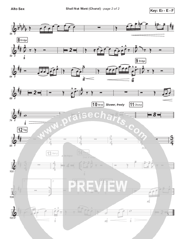 Shall Not Want (Choral Anthem SATB) Alto Sax (Maverick City Music / Elevation Worship / Arr. Luke Gambill)