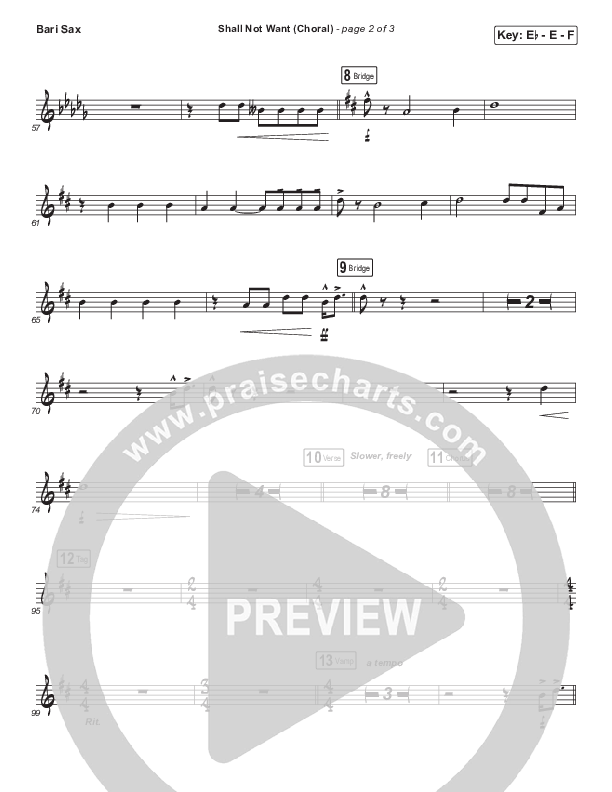 Shall Not Want (Choral Anthem SATB) Bari Sax (Maverick City Music / Elevation Worship / Arr. Luke Gambill)