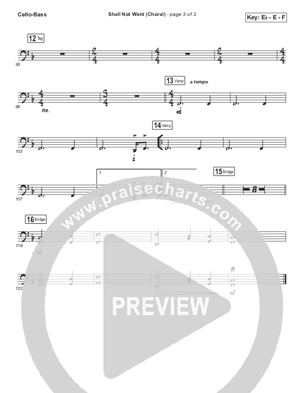 Shall Not Want (Choral Anthem SATB) Cello/Bass (Maverick City Music / Elevation Worship / Arr. Luke Gambill)